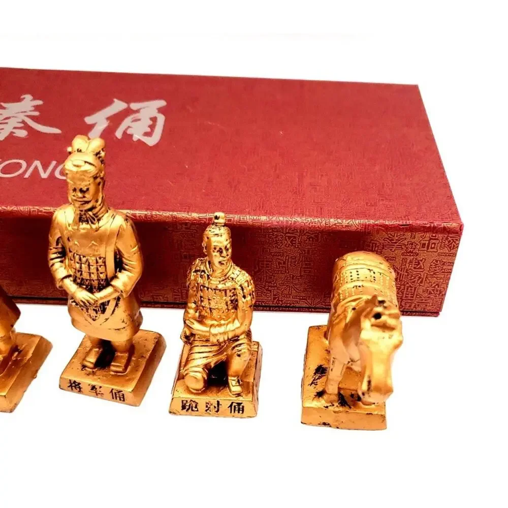 Chinese Terracotta Army Soldier Statue Collection w/ Display Box Souvenir Set